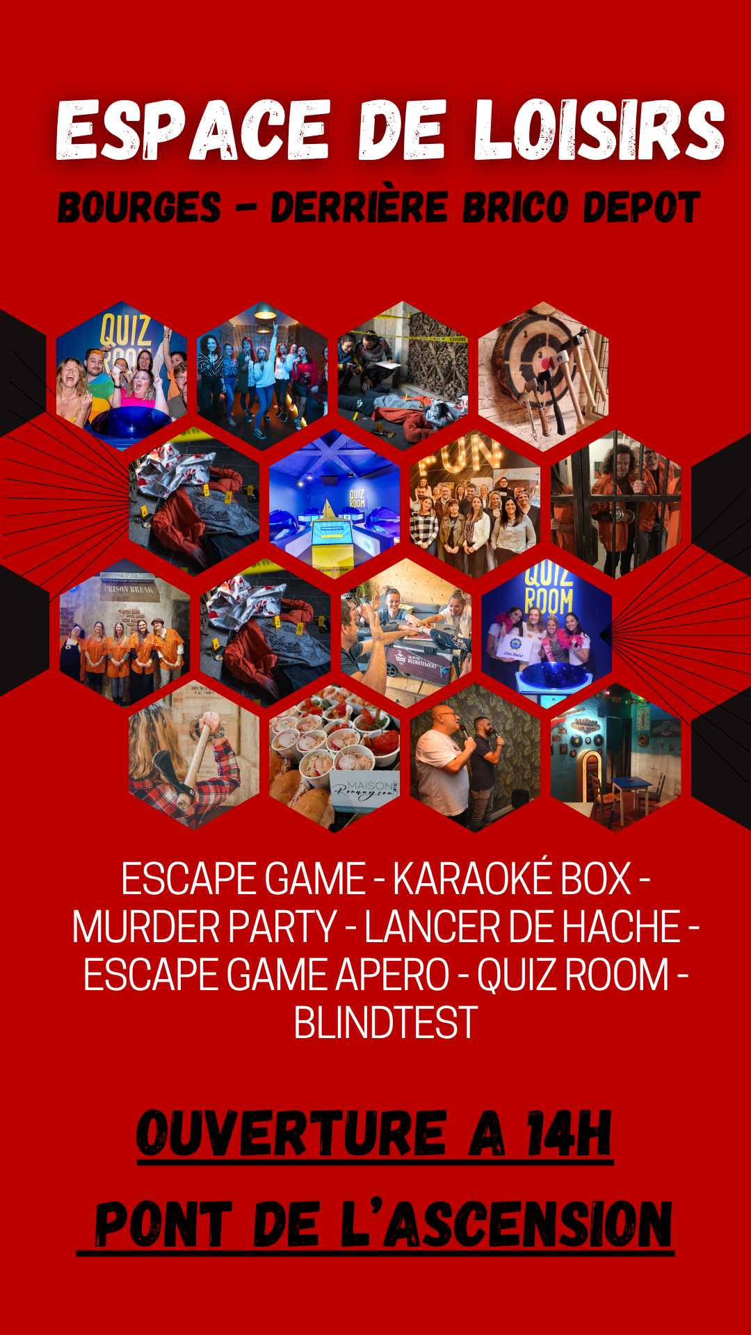 escape game activité sur bourges jeux loisirs fun sport factory karaoke lancer de hache murder party